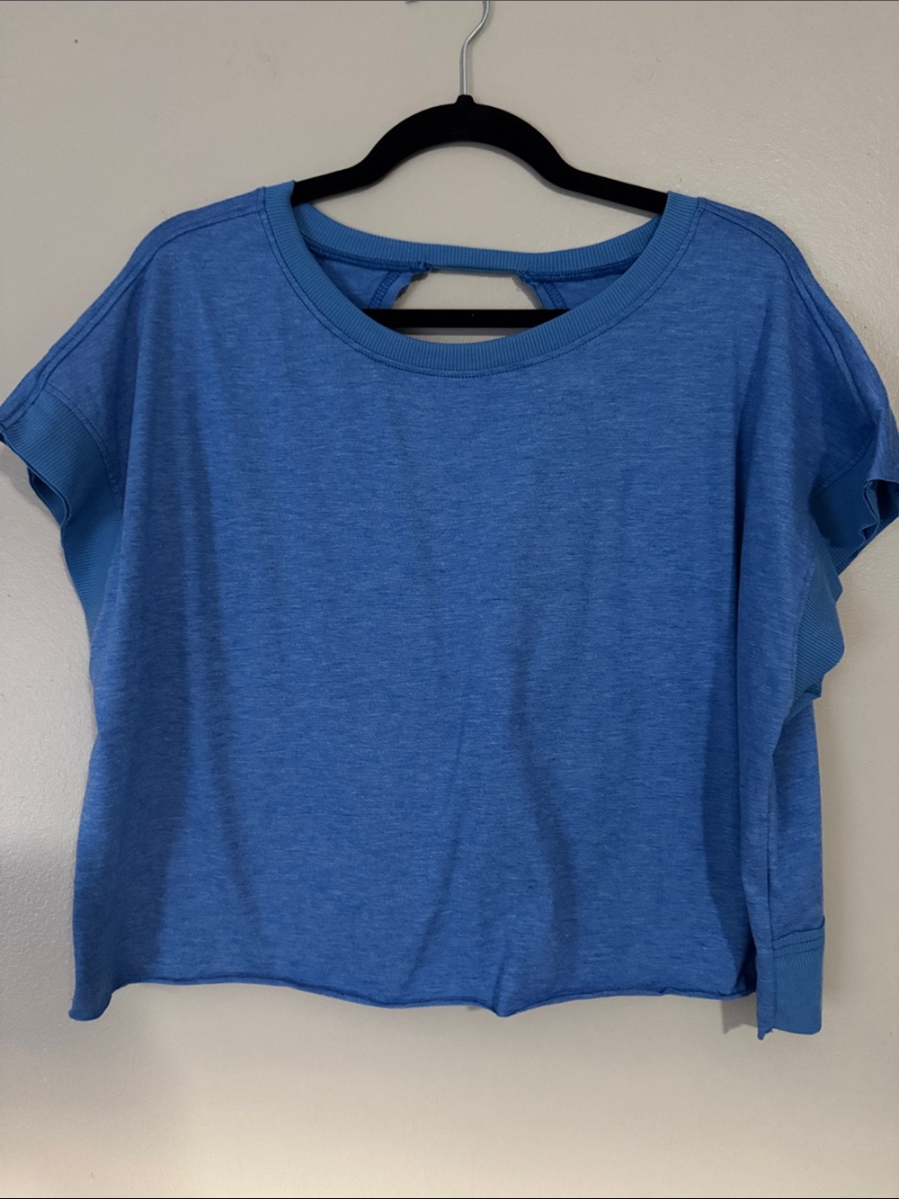 Amazon Blue Cropped Boxy Tee - Wide Scoop Neck